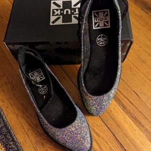 TUK Iridescent Rainbow Glitter Mary Janes